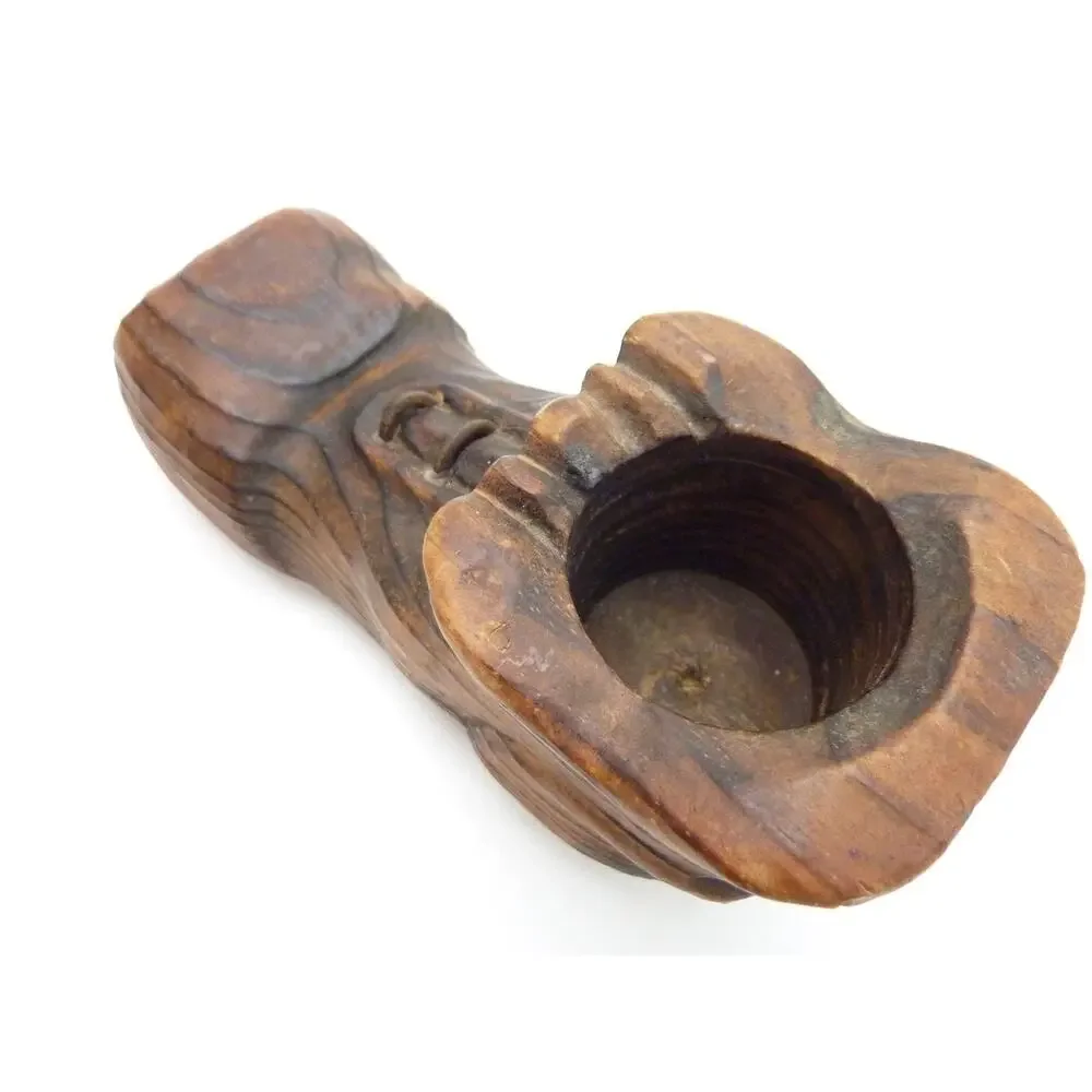 Vintage Handcrafted Wood Shoe/Boot Holds Glass Votive Candle